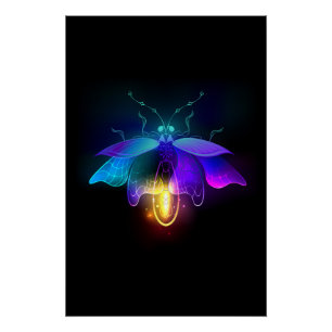 Neon Firefly op zwart Perfect Poster