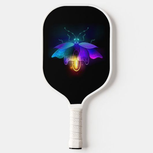 Neon Firefly op zwart Pickleball Paddle (Achterkant)