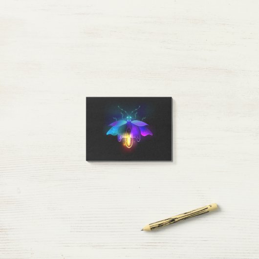 Neon Firefly op zwart Post-it® Notes (Op bureau)