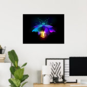 Neon Firefly op zwart Poster (Thuiskantoor)