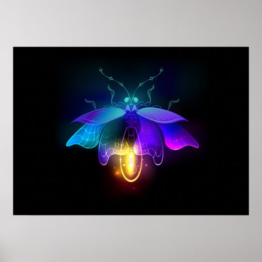 Neon Firefly op zwart Poster (Voorkant)