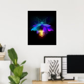 Neon Firefly op zwart Poster (Thuiskantoor)