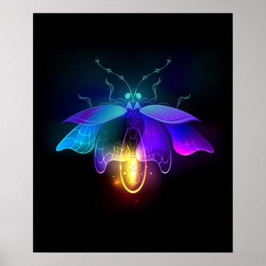 Neon Firefly op zwart Poster (Voorkant)