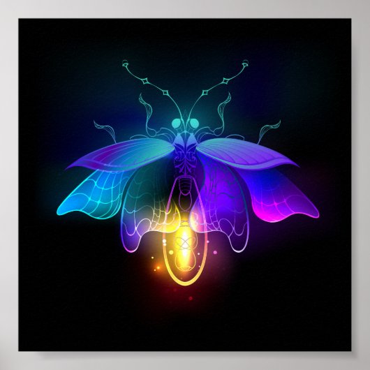 Neon Firefly op zwart Poster (Voorkant)