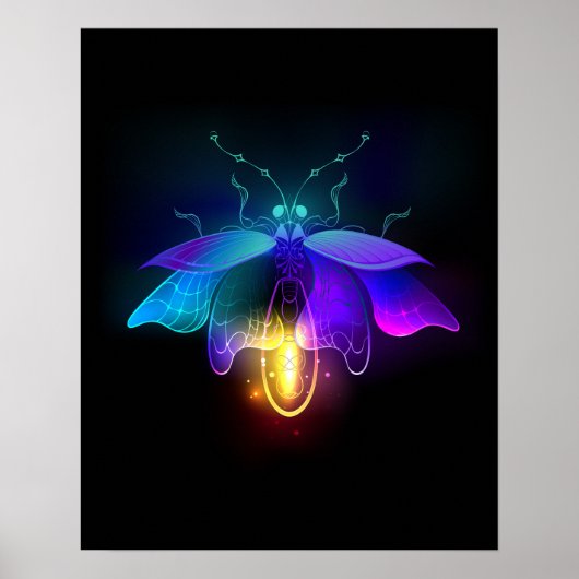 Neon Firefly op zwart Poster (Voorkant)