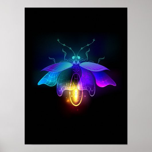 Neon Firefly op zwart Poster (Voorkant)