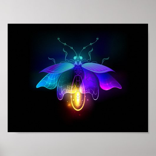 Neon Firefly op zwart Poster (Voorkant)