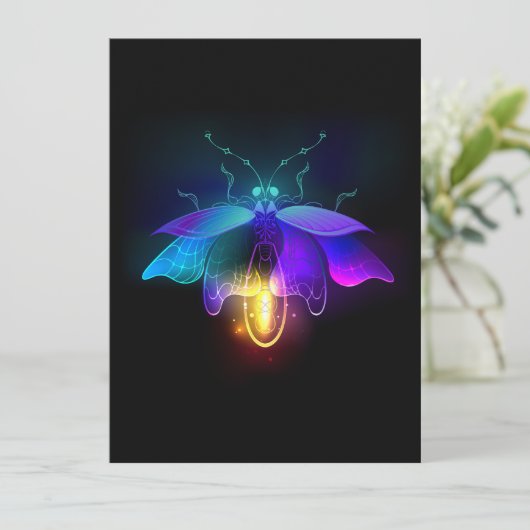 Neon Firefly op zwart Programmakaart (Staand voorkant)