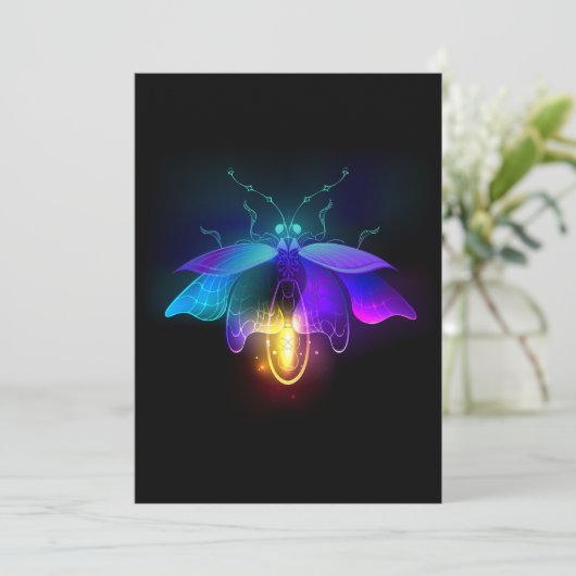 Neon Firefly op zwart Programmakaart (Staand voorkant)