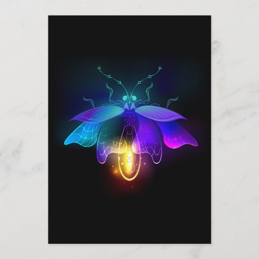 Neon Firefly op zwart Programmakaart (Voorkant)