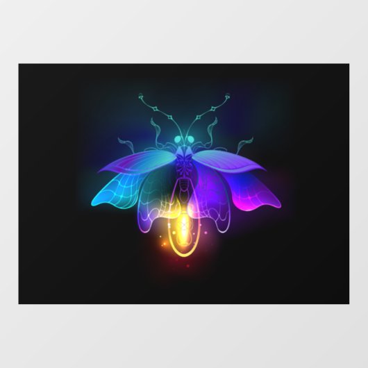Neon Firefly op zwart Raamsticker (Vel)