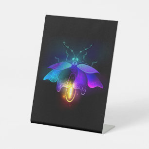Neon Firefly op zwart Reclamebord Met Voetstuk