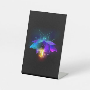 Neon Firefly op zwart Reclamebord Met Voetstuk