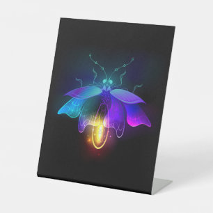 Neon Firefly op zwart Reclamebord Met Voetstuk
