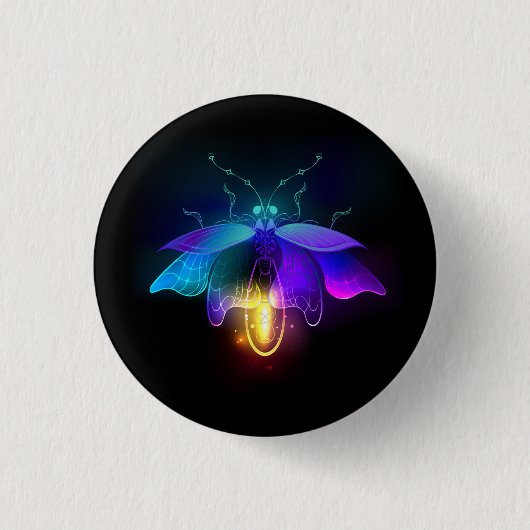 Neon Firefly op zwart Ronde Button 3,2 Cm (Voorkant)