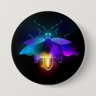 Neon Firefly op zwart Ronde Button 7,6 Cm