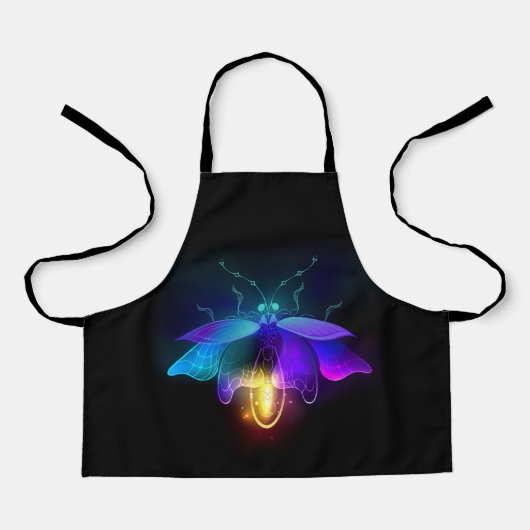Neon Firefly op zwart Schort (Voorkant)