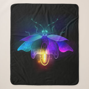 Neon Firefly op zwart Sherpa Deken