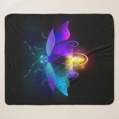 Neon Firefly op zwart Sherpa Deken (Voorkant (horizontaal))