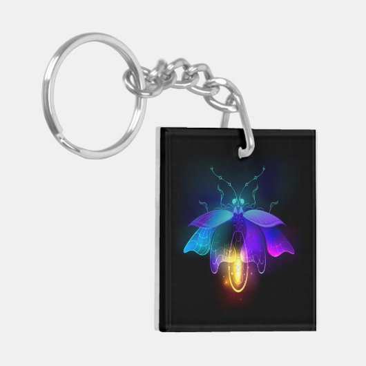 Neon Firefly op zwart Sleutelhanger (Voorkant Links)