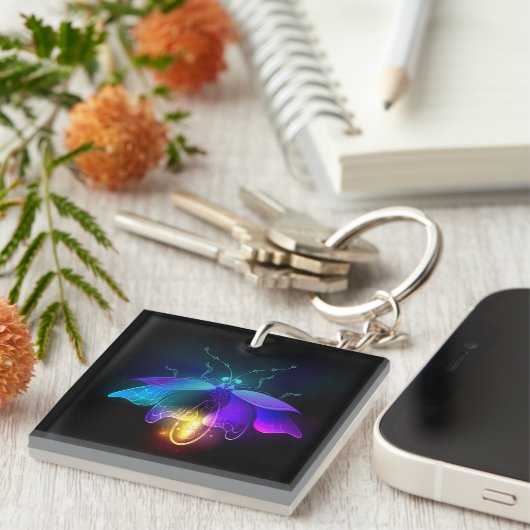Neon Firefly op zwart Sleutelhanger (Voorkant Rechts)