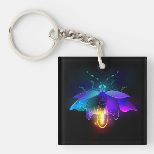 Neon Firefly op zwart Sleutelhanger (Voorkant)