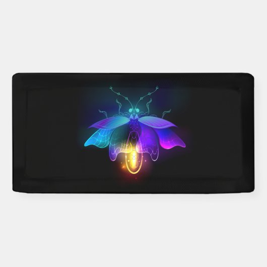 Neon Firefly op zwart Spandoek (Horizontaal)
