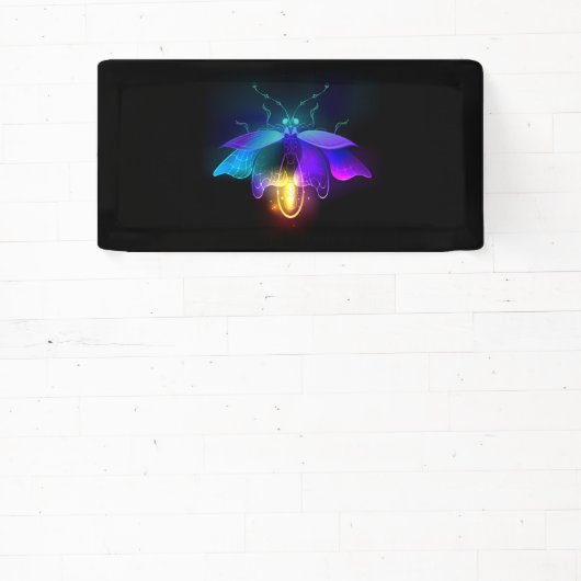 Neon Firefly op zwart Spandoek (Insitu)