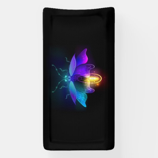 Neon Firefly op zwart Spandoek (Verticaal)
