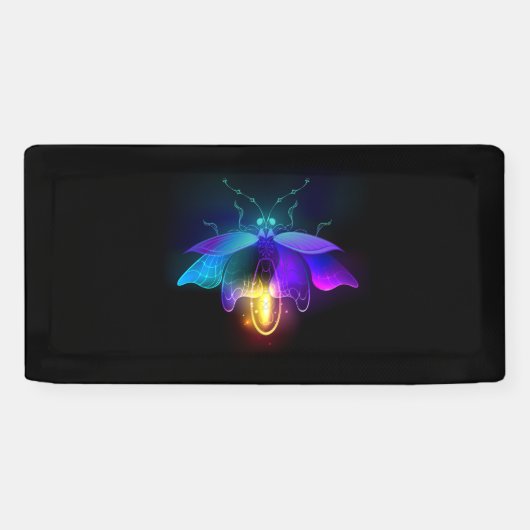 Neon Firefly op zwart Spandoek (Horizontaal)
