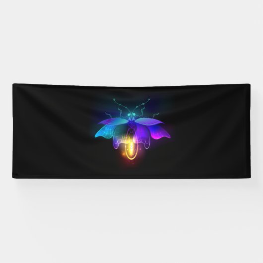 Neon Firefly op zwart Spandoek (Horizontaal)