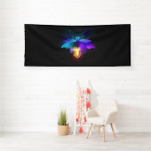 Neon Firefly op zwart Spandoek (Insitu)