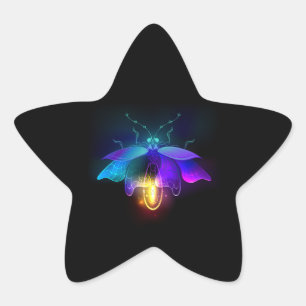 Neon Firefly op zwart Ster Sticker