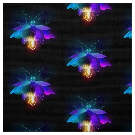 Neon Firefly op zwart Stof (Swatch)