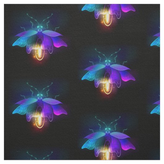 Neon Firefly op zwart Stof (Swatch)