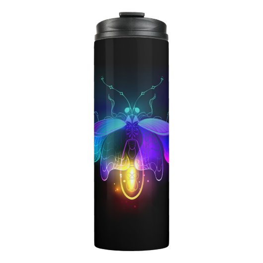 Neon Firefly op zwart Thermosbeker (Voorkant)