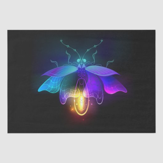 Neon Firefly op zwart Tissuepapier (Voorkant)