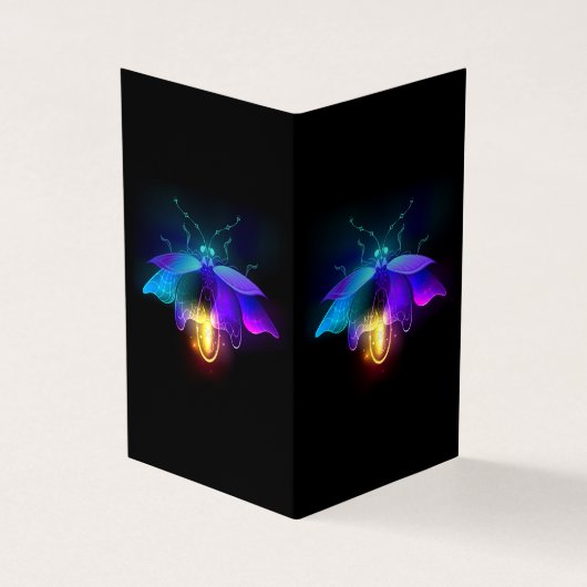 Neon Firefly op zwart Visitekaartje (Buitenkant)