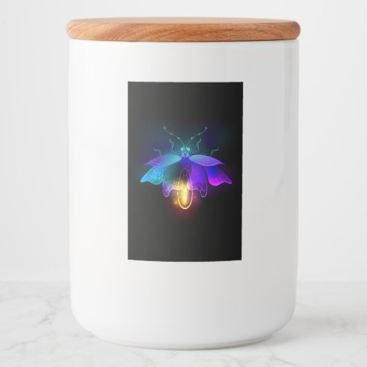 Neon Firefly op zwart Voedselcontainer Etiket (Voorkant)
