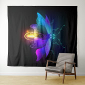 Neon Firefly op zwart Wandkleed (In Situ (horizontaal))