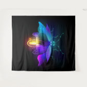Neon Firefly op zwart Wandkleed (Voorkant (horizontaal))