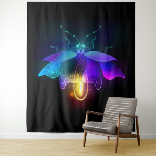 Neon Firefly op zwart Wandkleed