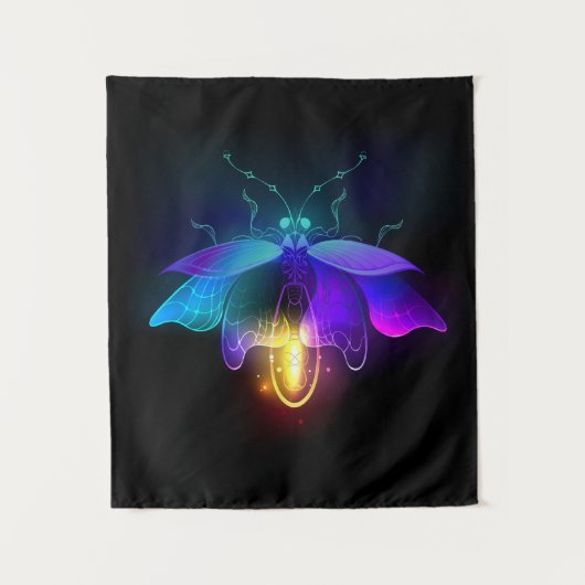 Neon Firefly op zwart Wandkleed (Voorkant)