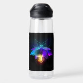 Neon Firefly op zwart Waterfles (Achterkant)