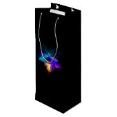 Neon Firefly op zwart Wijn Cadeautas (Achterkant Gekanteld)