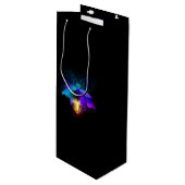 Neon Firefly op zwart Wijn Cadeautas (Voorkant Gekanteld)