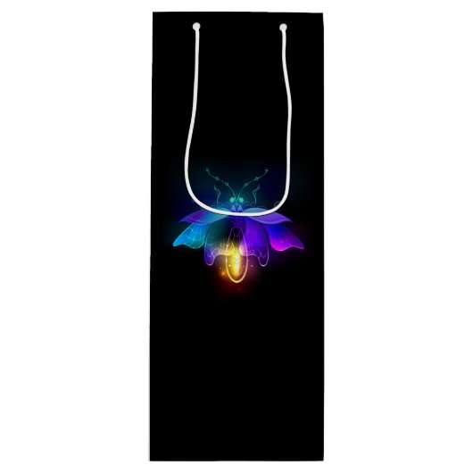 Neon Firefly op zwart Wijn Cadeautas (Voorkant)