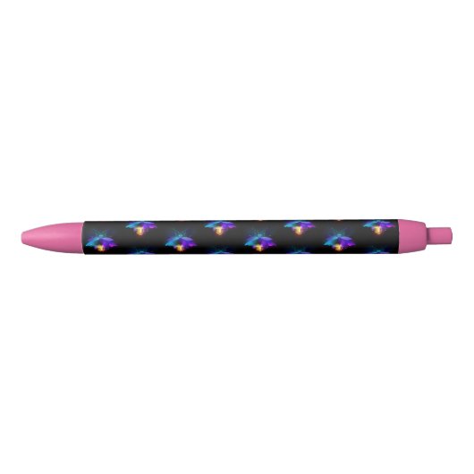 Neon Firefly op zwart Zwarte Inkt Pen (Voorkant)
