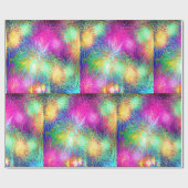 Neon Fireworks Cadeaupapier (Vlak)