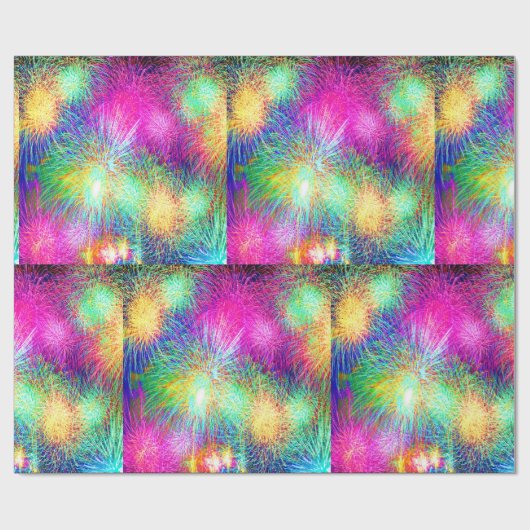 Neon Fireworks Cadeaupapier (Vlak)